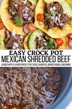 crock pot shredded beef for tacos and burritos Crock Pot Tacos Shredded Beef, Crockpot Recipes Beef Tacos, Shredded Beef For Tacos Slow Cooker, Crockpot Meat For Tacos, Mexican Shredded Beef Tacos Crockpot, Best Shredded Beef Tacos, Crockpot Beef Ideas, Crock Pot Mexican Shredded Beef, Crockpot Tacos Shredded Beef