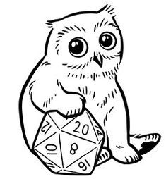 an owl sitting on top of a dice