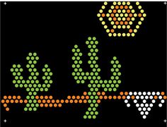 a cross - stitch pattern with an orange and green flower in the center on a black background