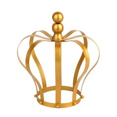 a golden crown with ribbons around it on a white background, 3d rendering stock photo