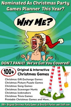 an advertisement for christmas party games