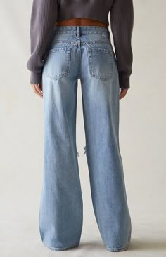 PacSun denim is back with a classic this season — the Medium Blue Ripped Low Rise Baggy Jeans! These super cute jeans sit low on the waist and feature an ultra-slouchy relaxed leg, a medium blue wash, and ripped details at the knees for some added edge.

Click here to check out these jeans in other washes. Pacsun Eco Medium Blue Low Rise Baggy Jeans, Lowrise Baggy Jeans, Lose Rise Jeans, Low Rise Flare Jeans Outfit, Low Rise Jeans Outfit, Flare Jeans Outfit, Low Rise Baggy Jeans, Jeans Pacsun, Low Rise Flare Jeans