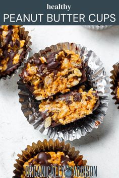 healthy peanut butter cups filled with chocolate and nuts