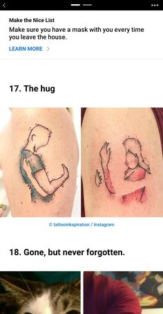 two pictures of people with tattoos on their arms