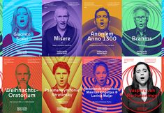 the poster for an upcoming show with various actors and their names in different colors, including blue