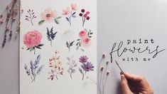 someone is painting flowers with watercolors on the paper and then they are drawn