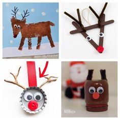 christmas crafts for kids to make with their own hands and feet, including rudolph the reindeer