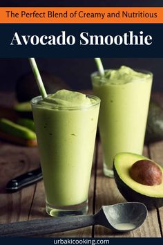 the perfect blend of creamy and nutritious avocado smoothie in two glasses