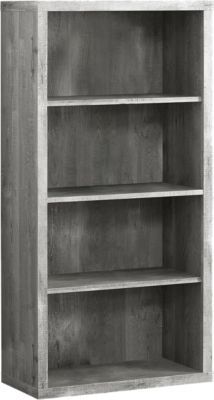 an open bookcase with three shelves on each side