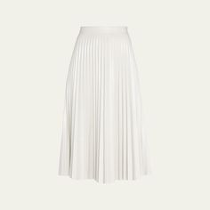 Proenza Schouler White Label vegan leather skirt finished with pleating High waist A-line silhouette Hem falls below the knee Invisible side zip Polyurethane Imported Vegan Leather Skirt, Leather Midi Skirt, White Skirt, White Label, Proenza Schouler, White Skirts, Side Zip, The Knee, Neiman Marcus