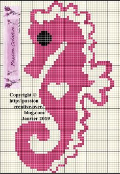 a cross stitch pattern with an image of a pink octopus