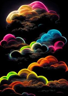 an image of colorful clouds in the night sky