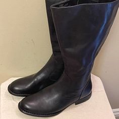 Reposhing This Item I Purchased From @Inez_eldewek. Beautiful Boots But The Extended Calf Is Too Big For Me. Worn Once! Born Shoes Women, Black Tall Boots, Born Boots, Black Snow Boots, Tall Brown Boots, Winter Leather Boots, Black Riding Boots, Tall Riding Boots, Black Boots Tall