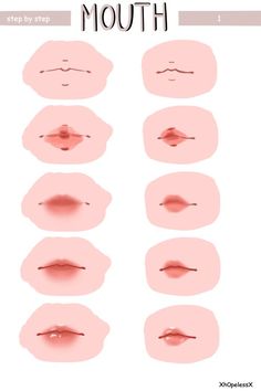 different types of mouth shapes on a white background with the words mouth step by step