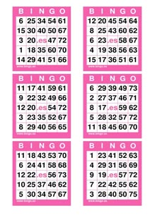 pink and white printable numbers with the word'blingo'on them