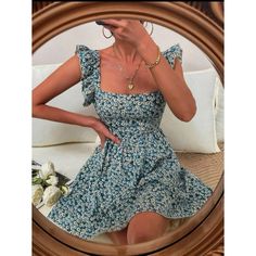 Daisy Floral Tie Back Ruffle Detail Dress Product Measurement Length:33.9 Inch, Bust:34.3 Inch, Waist Size:24.4-39.4 Inch, Hip Size:37.8 Inch Denim Mini Dress, Fairy Dress, Dress For Short Women, Fashion Kids, Collar Dress, Women Dresses, Fit And Flare Dress, Tie Back, Dress Details