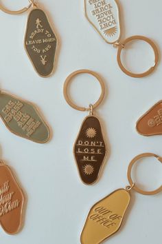 Add a little jingle to your keyring. 3" tall, metal keychain Trending Keychains, Arsthetic Keychains, Chic Keychain, Manifestations Board, Branded Merch, Phrase Keychain, Never Lost Keychain, Keyring Ideas, Fun Objects