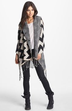 Zig Zag Poncho Nordstrom Happy Clothes, Knit Poncho, Zigzag Pattern, Hooded Poncho, Mommy Style, Textured Knit, Classic Outfits, Winter Fashion Outfits, Zig Zag