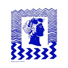 a woman's head with blue and white chevrons