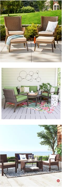 three different views of the same patio furniture