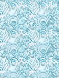 an abstract blue and white background with wavy waves in the ocean, which are drawn by hand