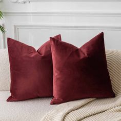 PRICES MAY VARY. Velvet Pillow Covers CONTAINS - Brand new 26x26 inch square velvet pillow covers set of 2, no insert. MATERIAL - Velvet fabric is used on both the front and the back,and all of our pillow cover are sewn with surged seams that adds strength and prevent fabric from fraying. INVISIBLE ZIPPER - Invisible zipper enclosure on the bottom that matches the color of the fabric, easy insertion and washing. WIDE APPLICATIONS - Brings classical and luxurious look to your home decor, living r Christmas Burgundy, Living Room Color Schemes, Living Room Couch, Room Couch, Burgundy Velvet, Holiday Pillows, 16x16 Pillow Cover, 20x20 Pillow Covers, Velvet Throw