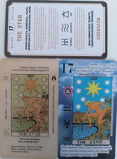 two tarot cards, one with an image of the star