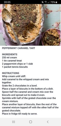 the recipe is displayed on an iphone screen, and it appears to be filled with different ingredients