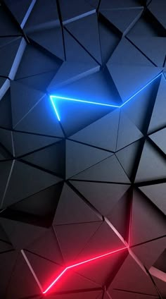 an abstract wallpaper with lines and shapes in blue, red, and black colors