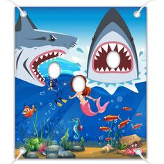 PRICES MAY VARY. Shark party game prop: as a fun addition to shark party supplies, this shark party decor provides a cute and vivid spot background for party photo.It’s great for shark theme party,baby shower,summer party or kids fun party. Funny Shark Game: our shark door banner is designed with sea elements, like shark, meimaid, fish and sea horse, interesting game for your guests and families. Large size: the Shark party photo door banner measures 1.5 x 1.3 m/ 5 x 4.3 feet, its large size is Shark Photo Prop, Shark Photo Booth, Shark Theme Party, Shark Games, Shark Party Decorations, Background Funny, Happy 29th Birthday, Shark Photos, Disco Party Decorations