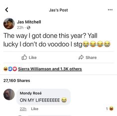 two tweets are shown with the caption that says,'i got done this year? y'all lucky i don't do voodoo