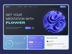 the website page for meditation with flower