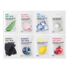 the face shop real nature mask sheet masks, 6 sheets each with different types of fruit and