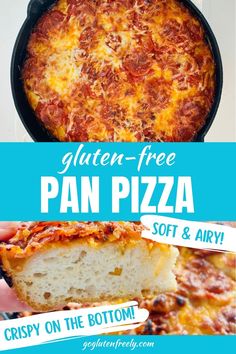 gluten - free pan pizza with crispy on the bottom and an easy to follow recipe