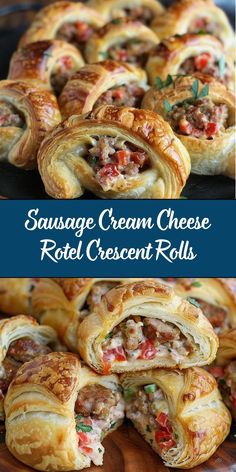 sausage cream cheese roll is cut in half and stacked on top of each other with the rest