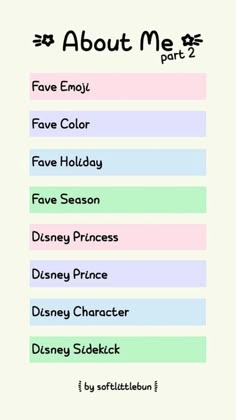 the disney characters are all in different font styles and colors, but one is for each character