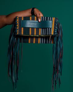 Tassle oversized clutch  Made with High quality Lux Aso-Oke fabric and leather tassels Unique Clutch Purses, Oversized Clutch Purse, Diy Clutch Purse, 70s Chic, Diy Clothes Refashion, Diy Clutch, Statement Clutch, Diy Leather Bag, Colorful Handbags