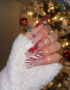 Nail Journey, Cozy Glam, Cute Acrylic Nail Designs, Winter Nail Art, Bling Acrylic Nails, Winter Nail, Festival Nails