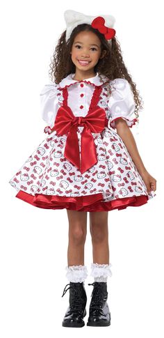 PRICES MAY VARY. Includes: Dress, Pettiskirt, Waistband / Belt with attached bow, Hello Kitty Headband Child Small (6-8): Chest 27", Waist 24", Hips 28", Height 53", Up to 70LBs Hello Kitty Head band with attached red bow. Button-down Dress Pettiskirt with elastic waistband Officially licensed: Hello Kitty / Sanrio Hello Kitty Pop, Hello Kitty Headband, Classic Party Dress, Kitty Headband, Hello Kitty Costume, Hello Kitty Dress, California Costumes, Kitty Clothes, Hello Kitty Clothes