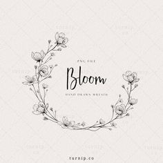 the logo for bloom, a flower shop with flowers and leaves on it's side