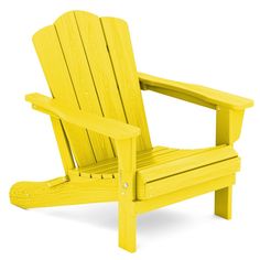 a yellow adirondack chair on a white background with clipping for text