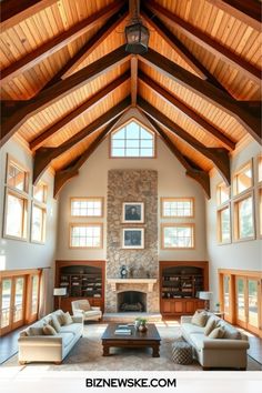 vaulted ceiling living room Living Room Inspiration Vaulted Ceiling, Living Rooms With Wood Ceilings, Painted Vaulted Ceiling Living Room, 90s Vaulted Ceiling Living Room, Vaulted Ceiling Living Room Small House, Pine Vaulted Ceiling Living Room, Mountain Home Vaulted Ceiling, Vaulted Ceiling Living Room Ideas, Vaulted Ceiling Living Room Woodworking Plans