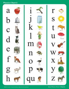 an alphabet with pictures of animals and letters