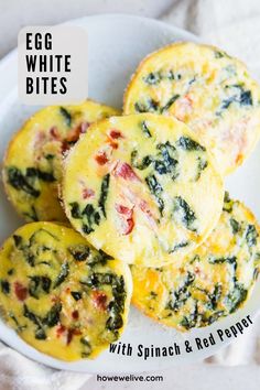 egg white bites with spinach and red pepper