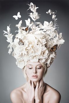 Paper Fashion, Instagram Hashtags, Fashion Painting, Body Painting, Headdress, Flower Crown, Wearable Art, Fascinator, Headpiece