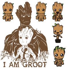 an image of baby groots with the words i am groot on it