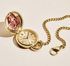 Jacqueline Three-Hand Gold-Tone Stainless Steel Watch Locket - ES5292 - Fossil Watch Locket, Watch Trends, Stainless Steel Chain Necklace, Vintage Pocket Watch, Rose Gold Watches, Large Wallet, Classic Watches, Handbag Straps, Steel Watch