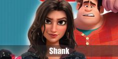 an animated image of a woman and man in front of a tv screen with the words shank on it