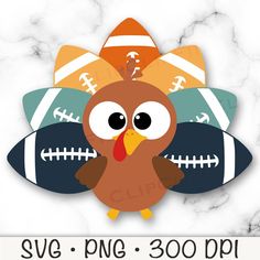 an image of a turkey with footballs on it