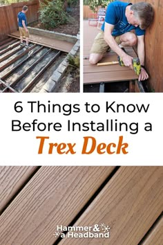 Installing Trex composite deck and close-up of tiki torch Trex color Trex Patio, Beginning Gardening, Outdoor Design Ideas, Trek Deck, Deck Remodel, Deck Railing Design, Modern Deck, Deck Steps, Floating Deck